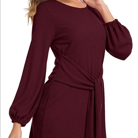 Long Sleeve Tie Waist Dress - Picture 2 of 4